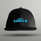 DNSworld flat baseball cap for gaming fans and gamers (blue logo on black hat)