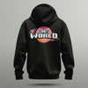 back side of a DNSworld hoodie showing a reddish planet with Hazey rings