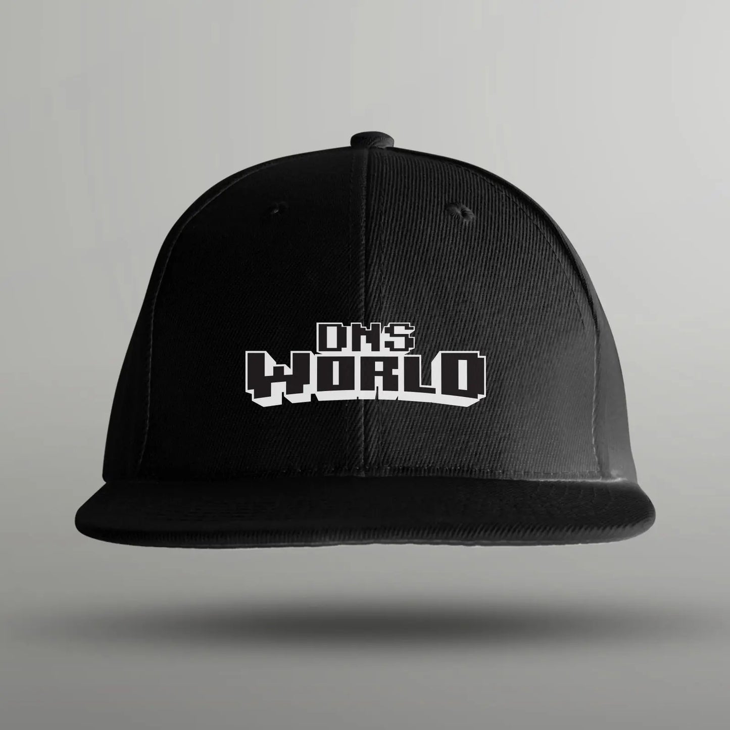 front of a black hat with DNSworld logo