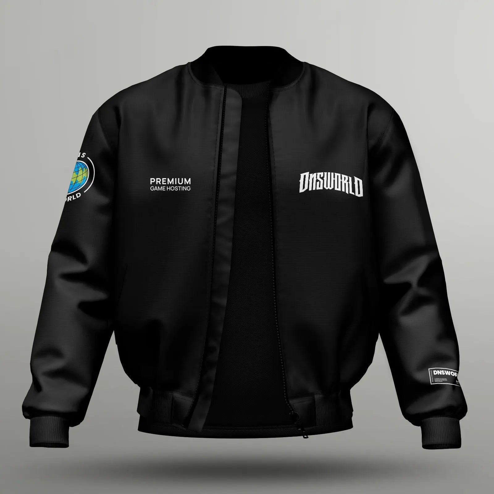 DNSworld Premium game hosting bomber jacket front