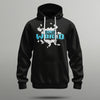 front  of black pewf hoodie with blue dnsworld logo