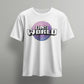 white dnsworld tshirt with purple planet